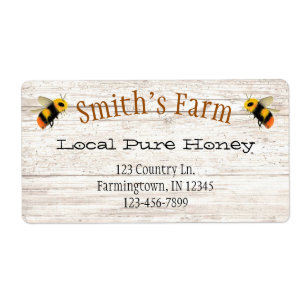 Custom Watercolor Bee Honey Label