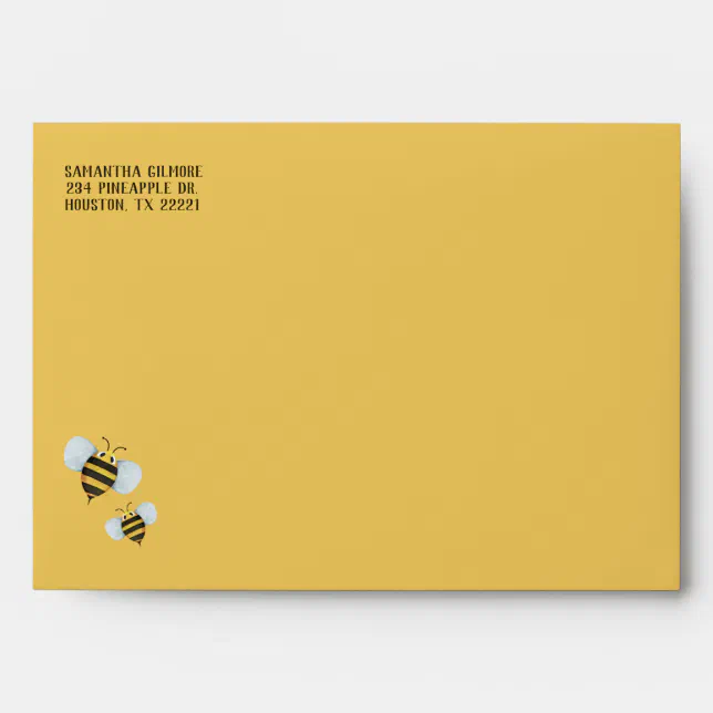 Custom Watercolor Bee Pattern Envelope | Zazzle