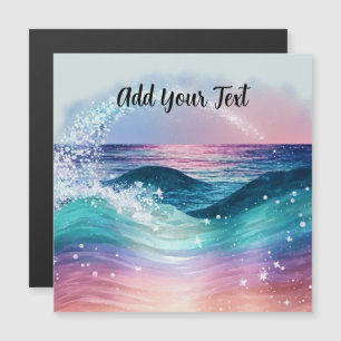 Custom Watercolor Blue Ocean Wave Photo with Name