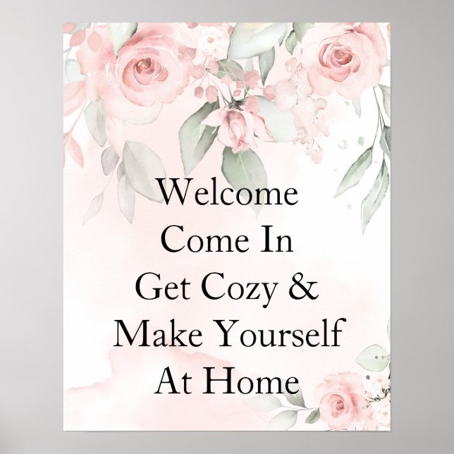 custom Watercolor Blush Pink Wild Rose Poster (Front)