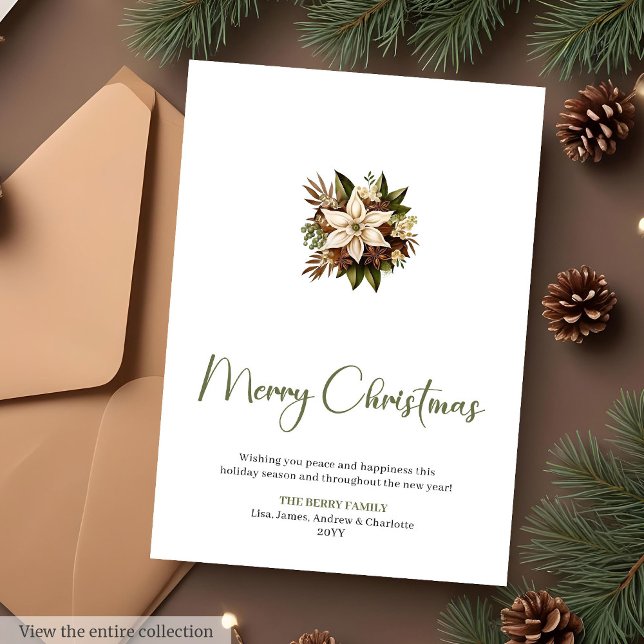 Custom Watercolor Botanical Christmas Greeting  Holiday Card (Custom Watercolor Botanical Christmas Greeting Card

)