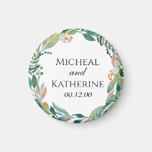Custom Watercolor Botanical Wreath Magnet