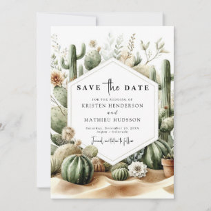 Custom Watercolor Cactus Wedding Save The Date