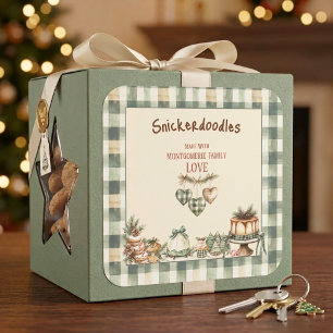 Custom Watercolor Christmas Made With Love Family Square Sticker