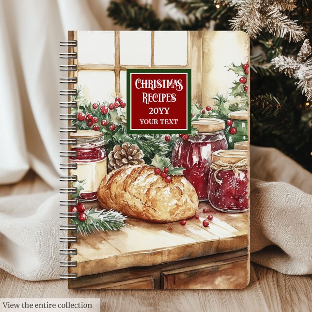 Custom Watercolor Christmas Recipe Journal Gift (Custom Watercolor Christmas Recipe Journal Gift)
