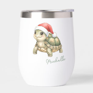 Custom Watercolor Christmas Tortoise Santa Hat