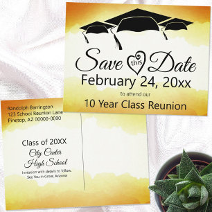 Custom Watercolor Class Reunion Save The Date Postcard
