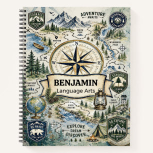 Custom Watercolor Compass Adventure Learning Theme Notebook