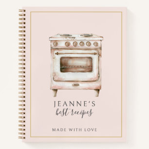 Custom Watercolor Cook's Kitchen Oven Recipe Notebook