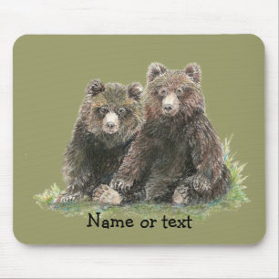 Custom Watercolor Cute Bears Mouse Mat