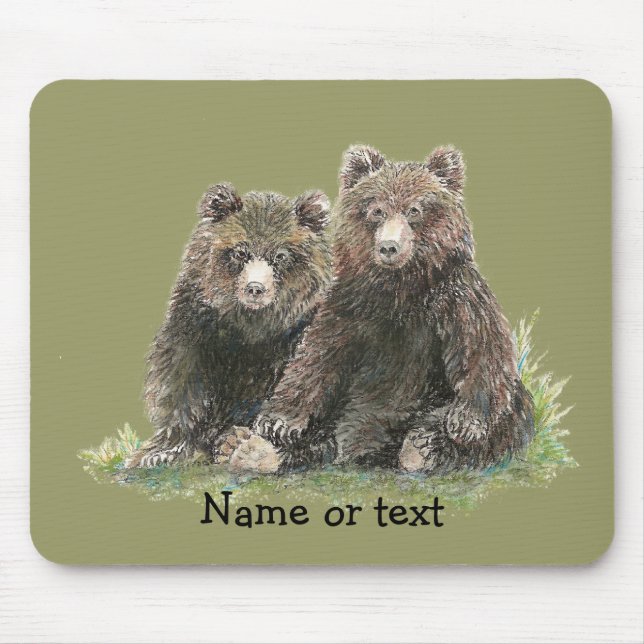 Custom Watercolor Cute Bears Mouse Mat (Front)