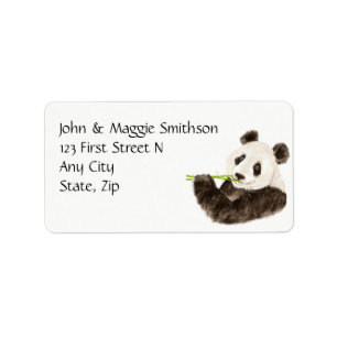 Custom Watercolor Cute Panda, Asian Bear, Animal Label