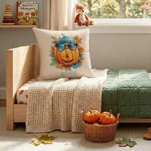 Custom Watercolor Cute Pumpkin Orange Halloween Cushion