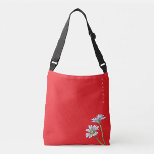 Custom Watercolor Daisy Floral Boho Christmas Gift Crossbody Bag