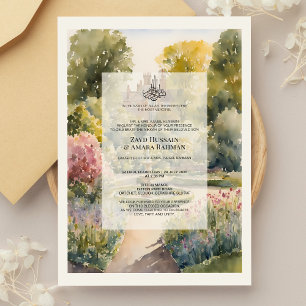 Custom Watercolor Ditton Manor Nikkah Invitation