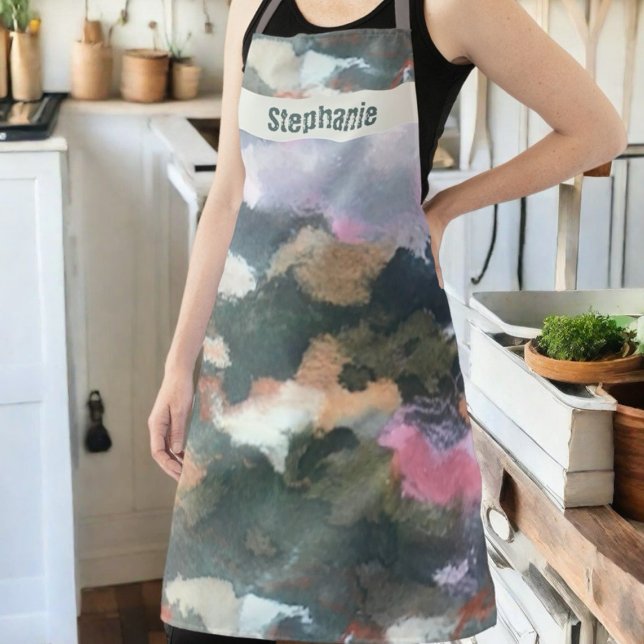 Custom watercolor earth brown grey purple abstract apron (Creator Uploaded)