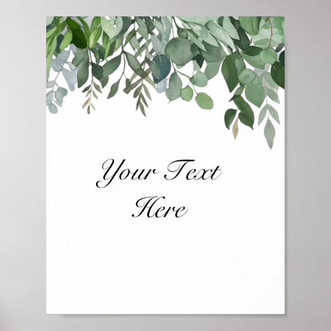 Custom Watercolor Eucalyptus Greenery Sign Poster  (Front)