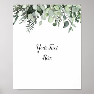 Custom Watercolor Eucalyptus Greenery Sign Poster 