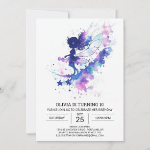 Custom Watercolor Fairy Birthday Invitation