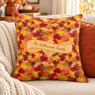 Custom Watercolor Fall Leaves - Vintage Autumn Cushion