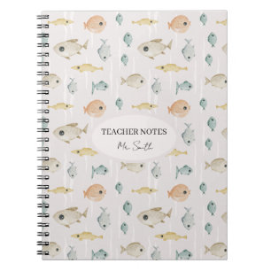 Custom Watercolor Fish Male Teacher Notes Notebook