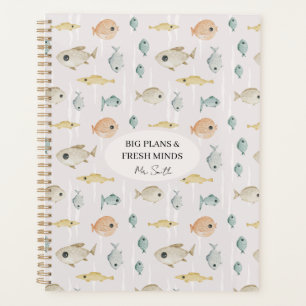 Custom Watercolor Fish Male Teacher Planner