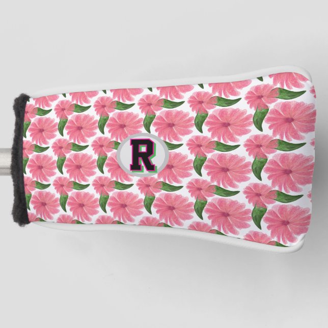 Custom Watercolor floral pattern  Golf Head Cover (Front)