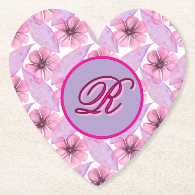 Custom Watercolor floral pattern  Poster Paper Coaster (Front)