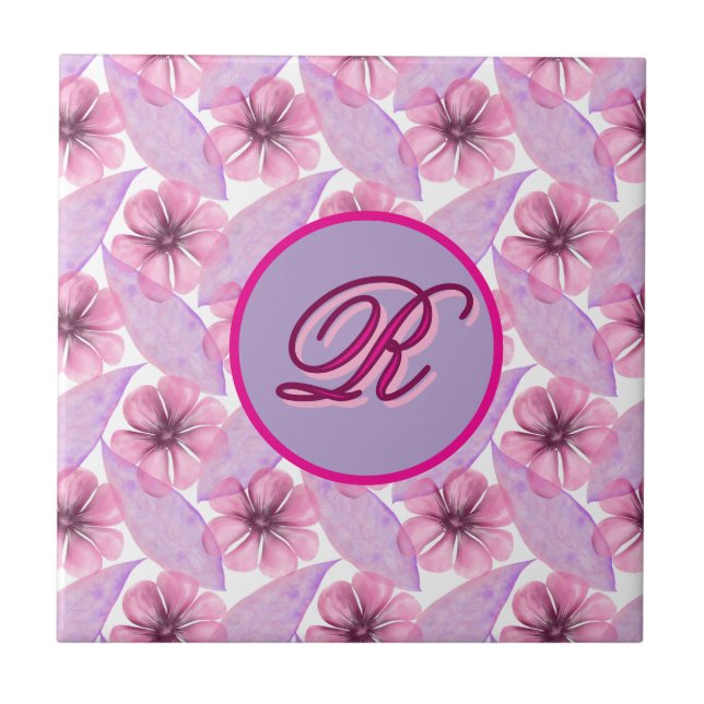 Custom Watercolor floral pattern  Poster Tile (Front)