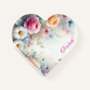 Custom Watercolor Floral Template Colorful Names Notebook