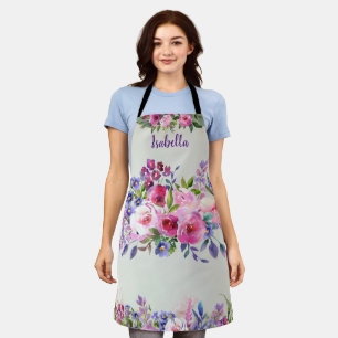 Custom Watercolor Flowers Apron