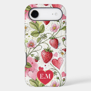 Custom Watercolor Folk Strawberry & Hearts