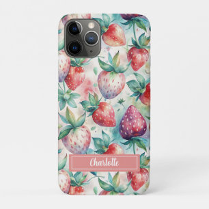 Custom Watercolor Fresh Strawberries iPhone 11 Pro Case