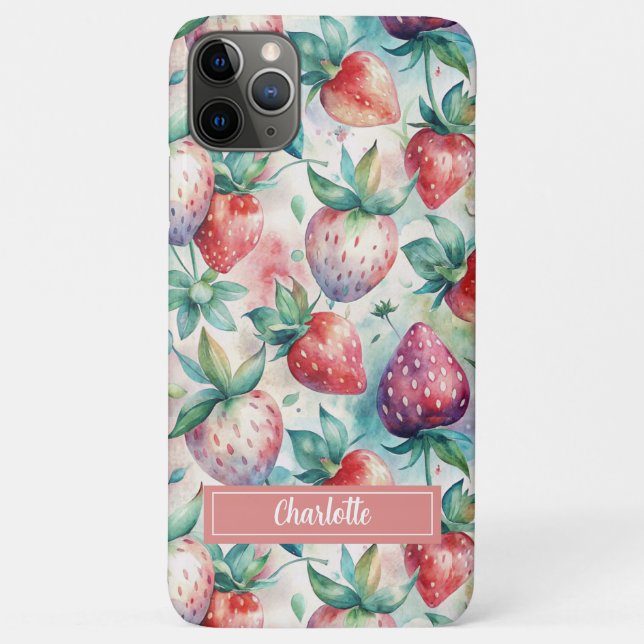 Custom Watercolor Fresh Strawberries Case-Mate iPhone Case (Back)
