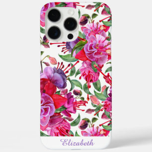 Custom Watercolor Fuchsia Blooms iPhone 16 Pro Max Case