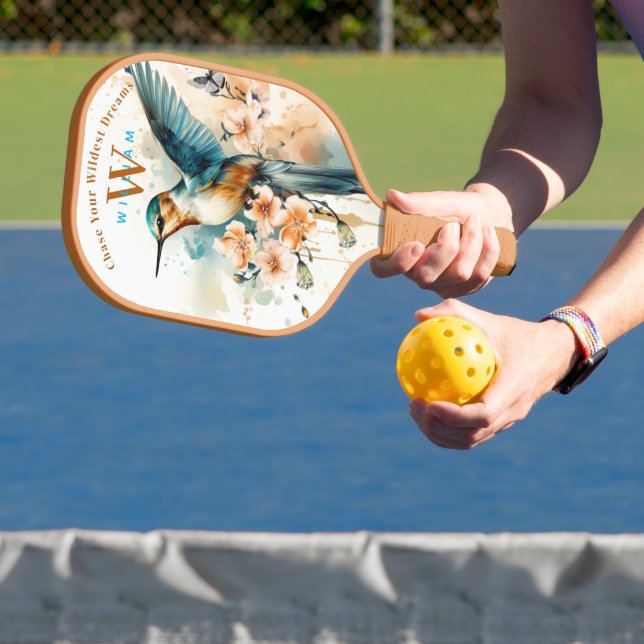 Custom Watercolor Funny Hummingbird Dog Photo Name Pickleball Paddle (Insitu)