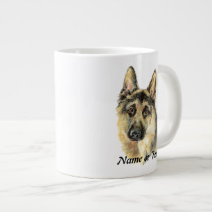Custom Watercolor German Shepherd Pet Dog Large Coffee Mug
