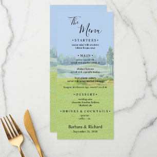 Custom Watercolor Golf Theme Wedding  Menu