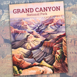Custom Watercolor Grand Canyon Vintage Travel Postcard