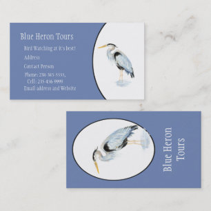 Custom Watercolor Great Blue Heron Bird Business Card