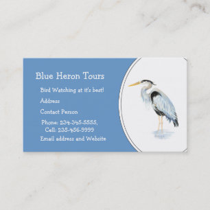 Custom Watercolor Great Blue Heron Bird Business Card