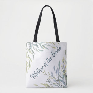 Custom Watercolor Greenery Mother of the Bride Tote Bag