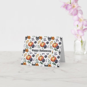 Custom Watercolor Halloween folded greeting card