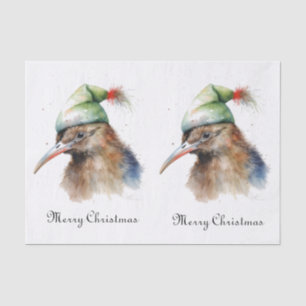 Custom Watercolor Kiwi Bird Christmas Green Elf Tissue Paper
