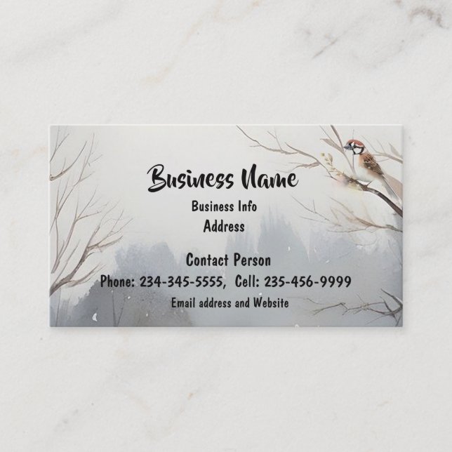 Custom Watercolor Landscape Scenic Trees  Snow Business Card (Front)