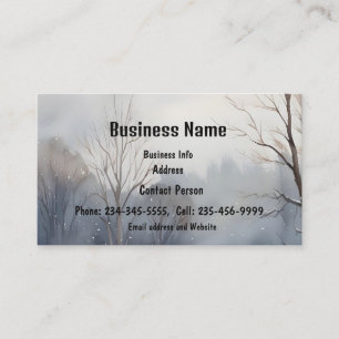 Custom Watercolor Landscape Scenic Trees  Snow Business Card