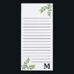 Custom Watercolor Leaves Monogrammed Magnetic Notepad<br><div class="desc">Custom personalised monogrammed notepads for your quick notes.</div>