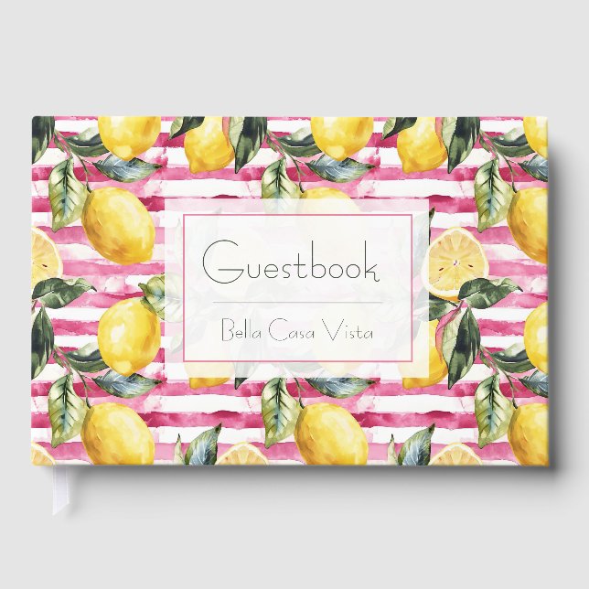 Custom Watercolor Lemon Guestbook  (Front)