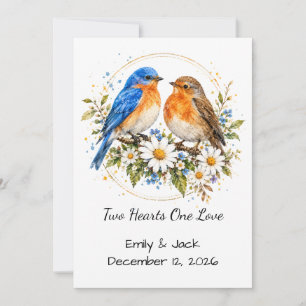 Custom Watercolor Lovebirds Floral Wedding Invitation