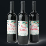 Custom Watercolor Merry Christmas Elegant Leaves  Wine Label<br><div class="desc">Custom Watercolor Merry Christmas Elegant Leaves Wine Label – Holiday Gift Celebrate the holiday season in style with this Custom Watercolor Merry Christmas Elegant Leaves Wine Label. Featuring a beautiful watercolor design with festive greenery and elegant details, this label is the perfect way to personalise wine bottles for Christmas gatherings,...</div>